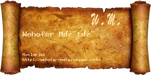 Wehofer Máté névjegykártya